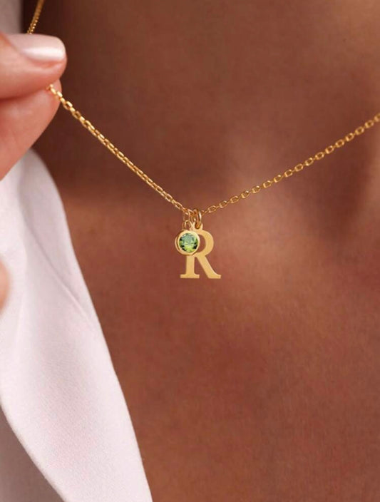 BIRTHSTONE - Initialen Ketting met Geboortesteen (Goud & Zilver)
