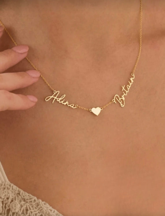 ADINA - Gepersonaliseerde Naam Ketting met Hartje (Goud & Zilver)