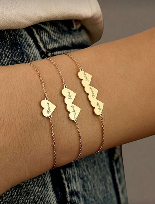 NOVA – Gepersonaliseerde Armband met Hartjes & Initialen (Goud & Zilver)