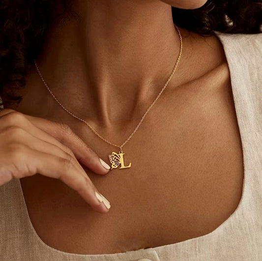 LUNA - Vlinder Initialen Ketting (Goud & Zilver)
